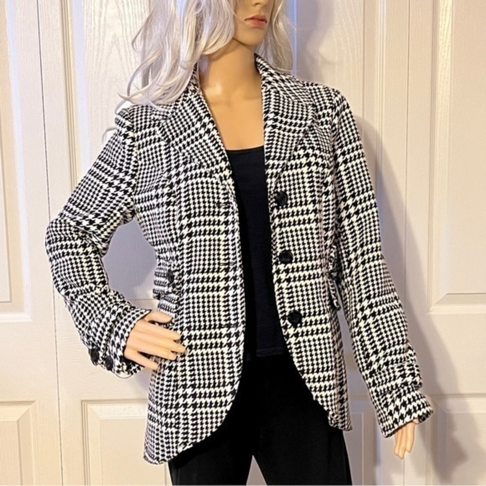 Candie’s Black White Checkered Patterned Blazer Jacket
